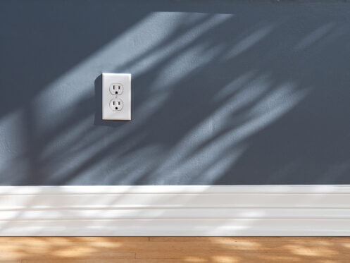 A wall plug in a home in Bellingham, WA